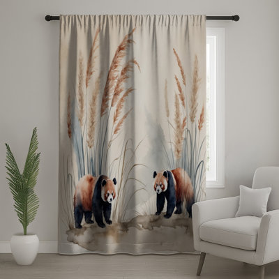Red Panda Illustration Window Curtains, Red Panda Sheer & Blockout Curtains - 1 Panel