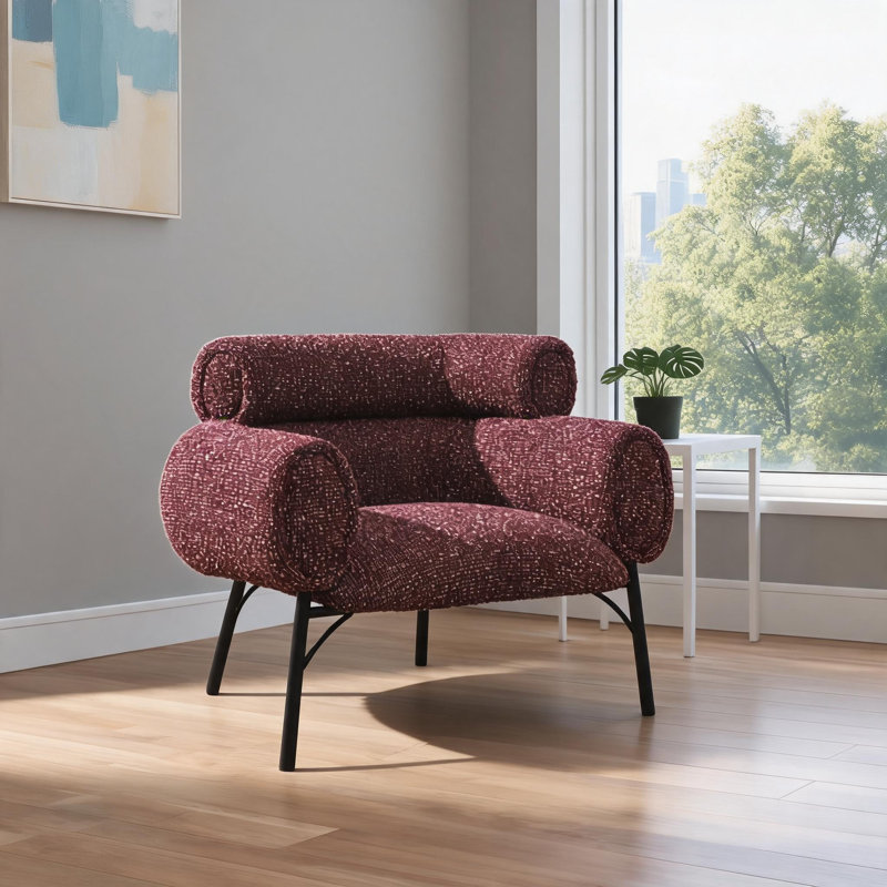 Fauteuil d'appoint rembourré rouge Tweed