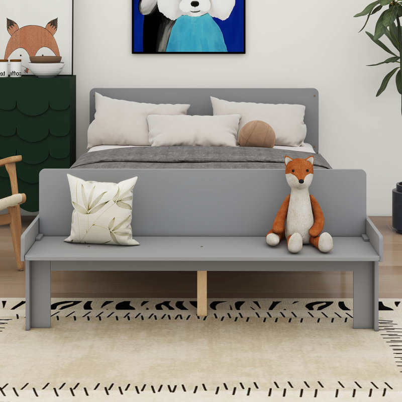 Lit double avec banc de pied de lit, Gris