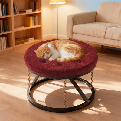 Abraham 23.6" Wide Upholstered Tensegrity Round Ottoman Coffee Table by 17 Stories