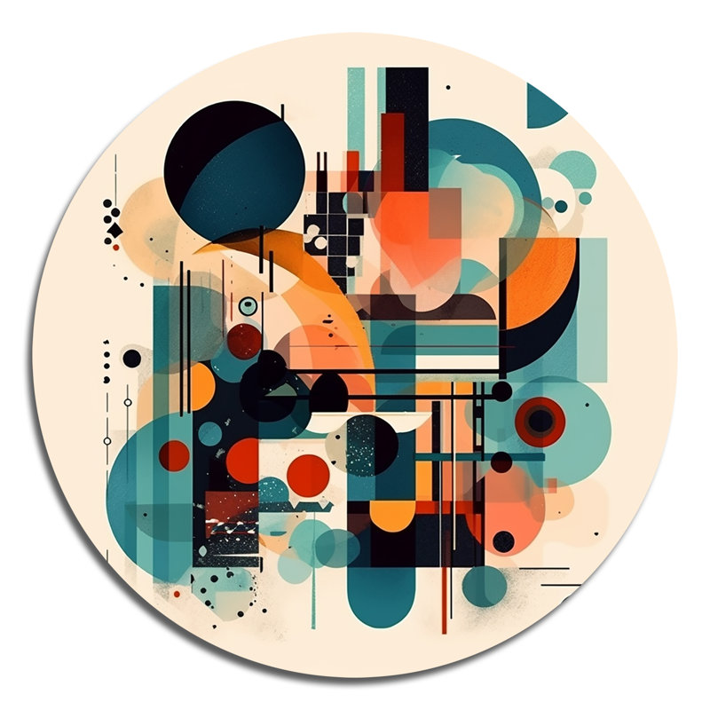 Orange And Blue Contemplative Space II Abstract Wall Decor on Metal, 29" H x 29" W x 1" D