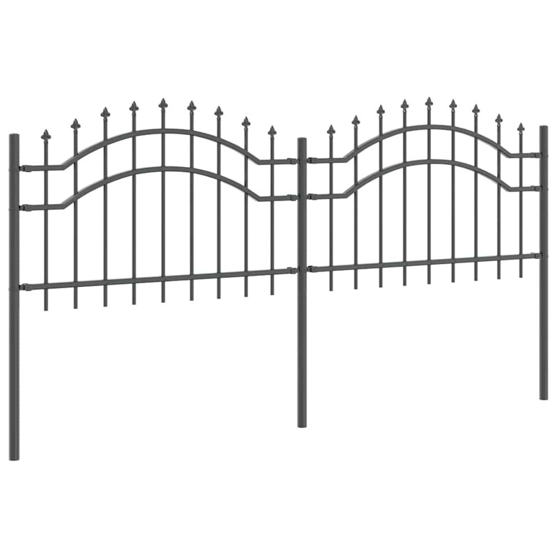 Vidaxl Garden Fence Powder-Coated Steel, 240cm H x 115cm W x 3.2cm D, Black