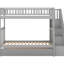 Lit simple superposé avec lit gigogne et rangement, finition grise, lattes en bois pour matelas ne nécessitant pas de sommier