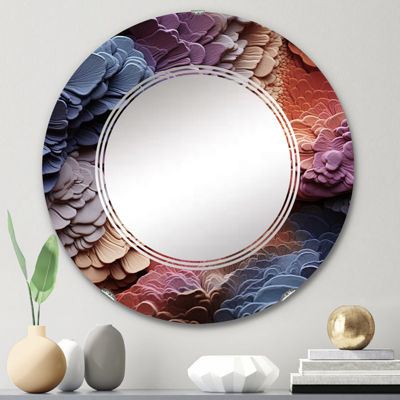 Jelksin - Miroir mural abstrait rond, 24 po x 24 po