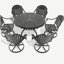 7-Piece All-Weather Cast Aluminum Dining Set, Include 6 Swivel Chairs and 48.03" Round Table With Black Frame-1385019944
