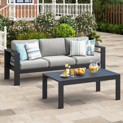 3 Seats Sofa With Patio Coffee Table by Green4ever