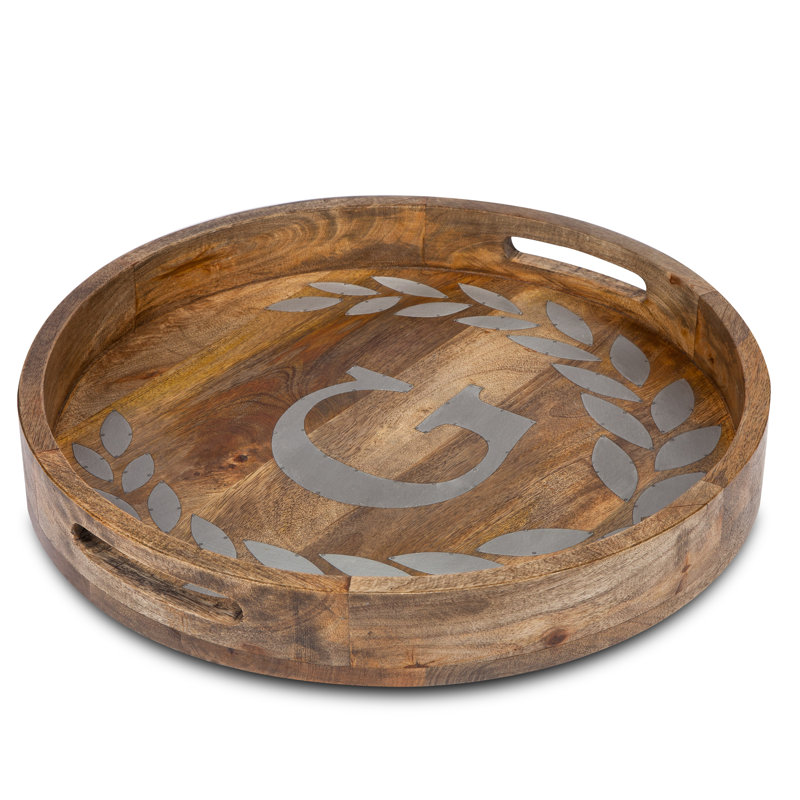Heritage Collection Mango Wood Round Tray With Letter "G", G