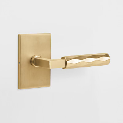 Hailey Champagne Gold Modern Double Dummy Interior Door Handle with Rectangular Rosette and Concealed Screws
