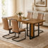CasaMod Modern Wood Rectangular Dining Set with Channel-Tufted Cantilever Chairs