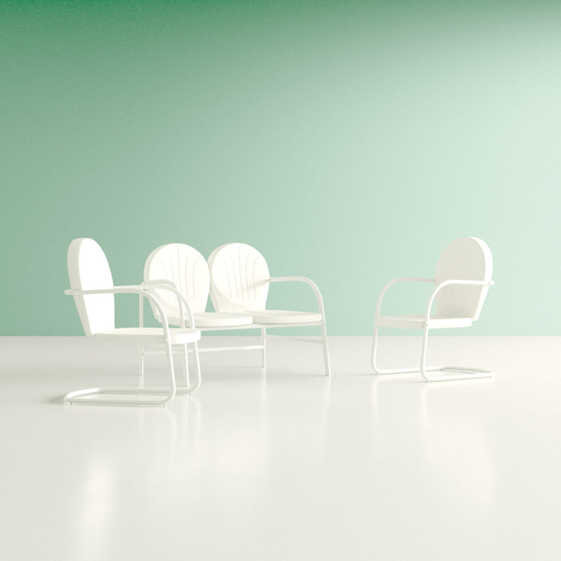 Ensemble de conversation 3 pièces Burley, Blanc lustré
