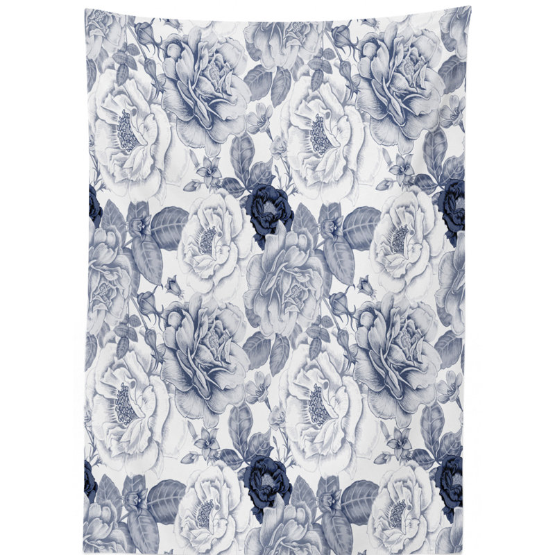 Shabby Flora Dining Room Kitchen Tablecloth, 84" L x 60" W