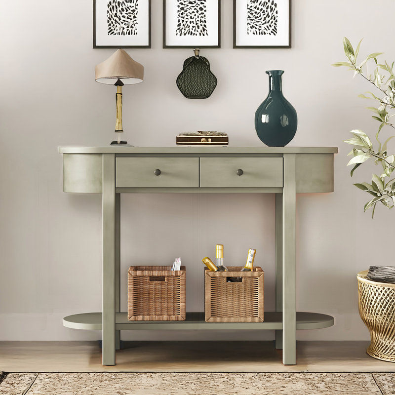 Charming Vintage Conway with Curved Lines and Functional Storage, Grey