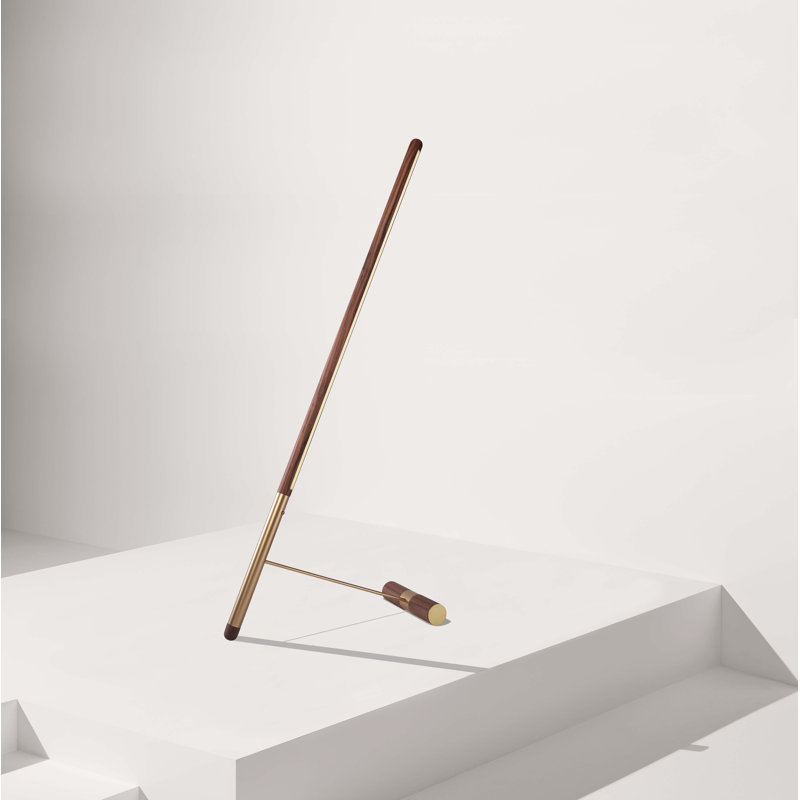 Linea 59.1'' LED Novelty Floor Lamp, Brass, Walnut