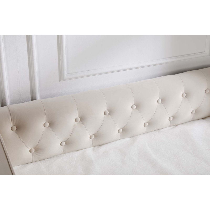 Twin Size Upholstered Daybed With Trundle,USB Port, Beige