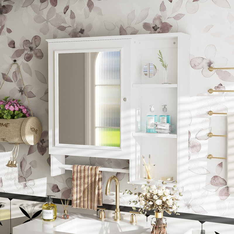 Armoire de rangement murale pour salle de bain, Blanc