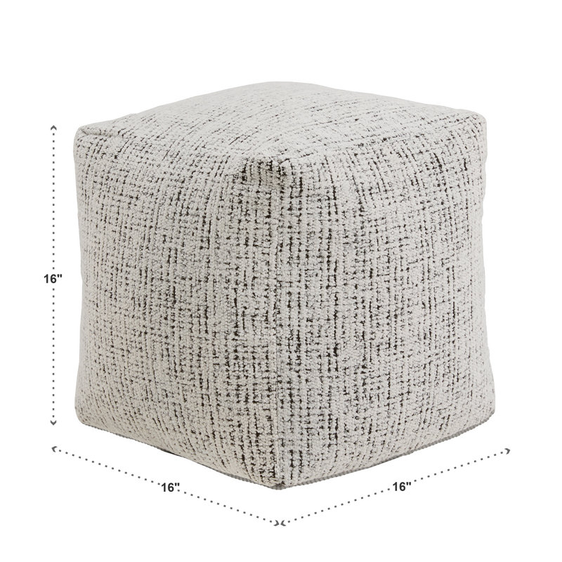 Doniphan Upholstered Square Pouf Ottoman, White