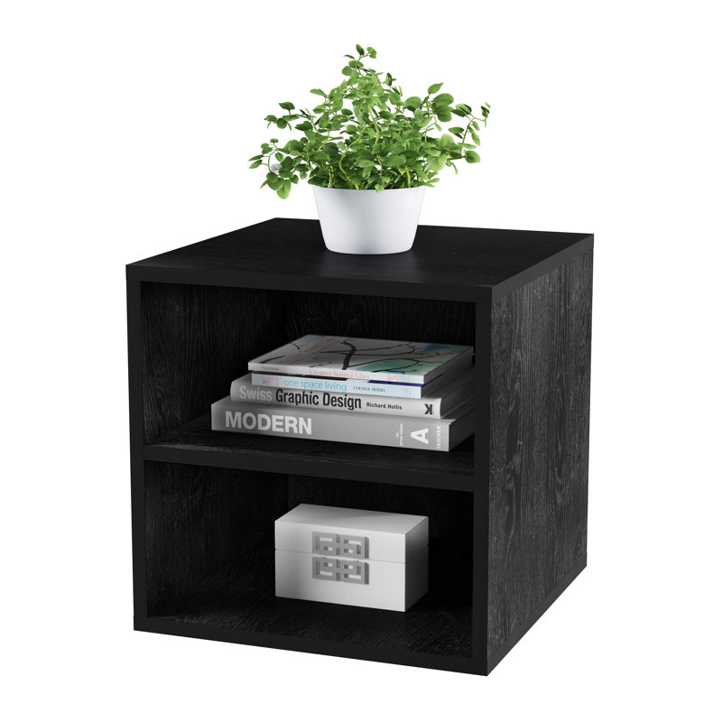  Lavish Home Stackable Side Table with Open Storage Shelves, Black, Black