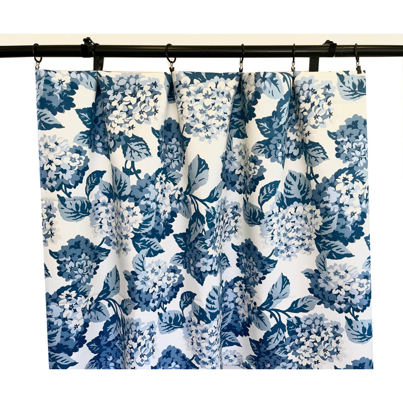 Paire de rideaux à imprimé floral hortensia bleu marine, L 50 po x L 60 po