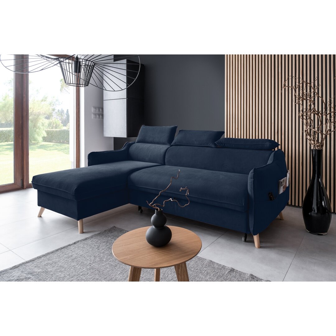 Ecksofa Henry aus Samt mit Bettfunktion