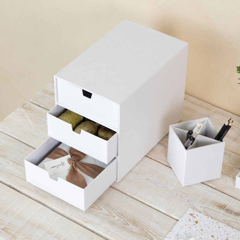 Organisateur de bureau à 3 tiroirs Bigso, Blanc