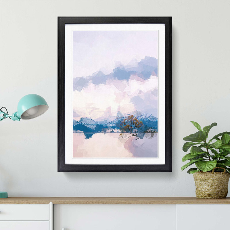 Lone Tree in New Zealand in Abstract - Picture Frame Graphic Art Print, Black, 76cm H x 50cm W x 2cm D