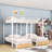 2 Drawers Metal Full Over Twin & Twin Triple Bunk Bed With Guardrails, Shelves And Ladder, Detachable Design-1408597931