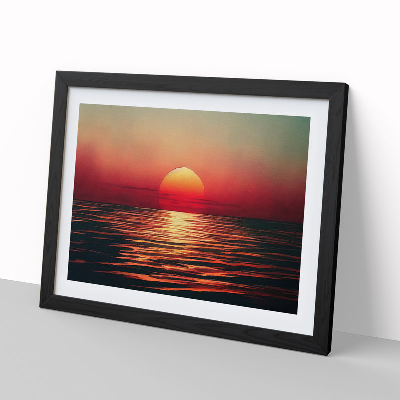 Magnetic Sunset Seascape - Framed Print, Black, 25cm H x 34cm W x 2cm D