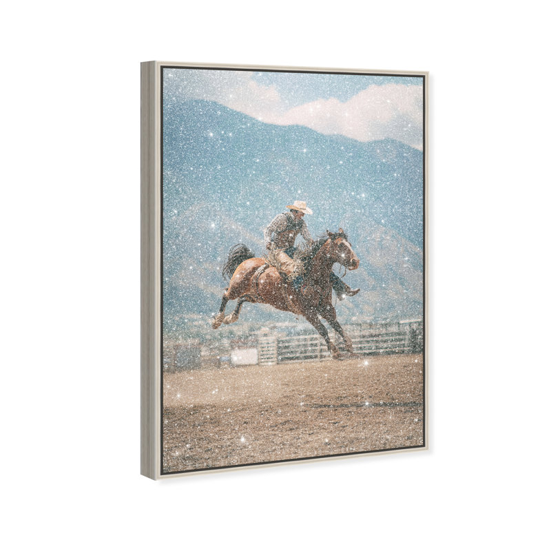 Bronc Rider Print by Oliver Gal, 55" H x 37" W, Silver Floater Frame