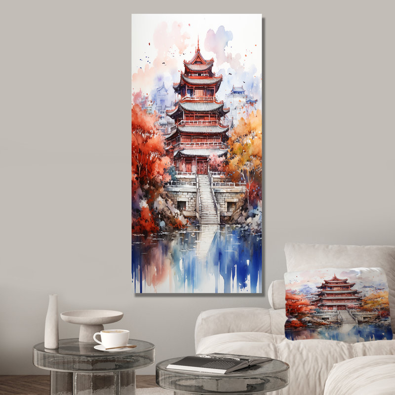 Pékin, emblèmes emblématiques, automne, sérénité III, art mural Chine, Toile tendue, H 60 po x l 28 po x P 1,5 po