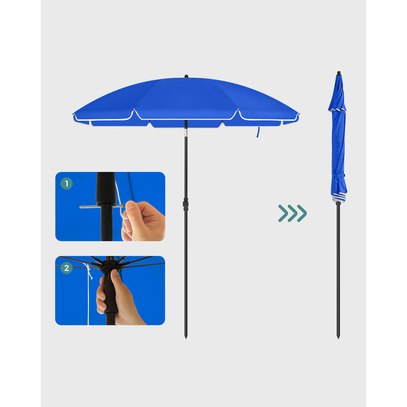 Braley Beach Parasol, Blue, 210cm H x 160cm W x 160cm D