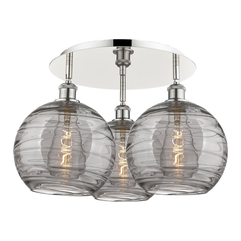 Essex Glass Flush Mount, Polished Nickel, 12.63" H x 21.75" W x 21.75" D