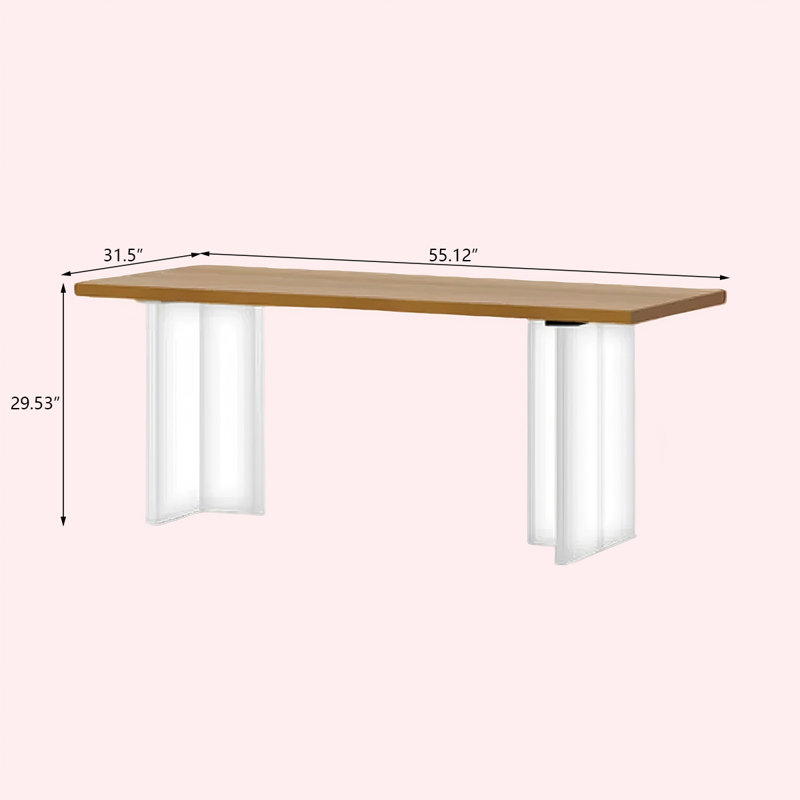Minimalist Acrylic Floating Solid Wood Rectangular Dining Table, 29.53" H x 55.12" W x 31.5" D