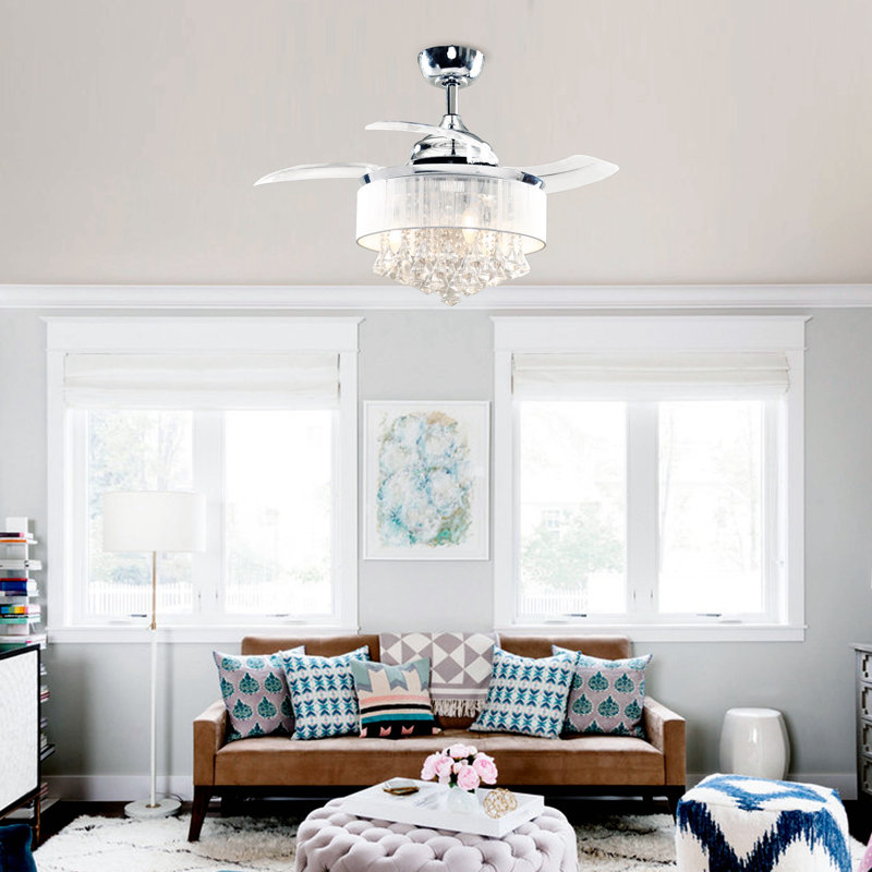 Heatherly 36'' Ceiling Fan with Light Kit, Polished Chrome