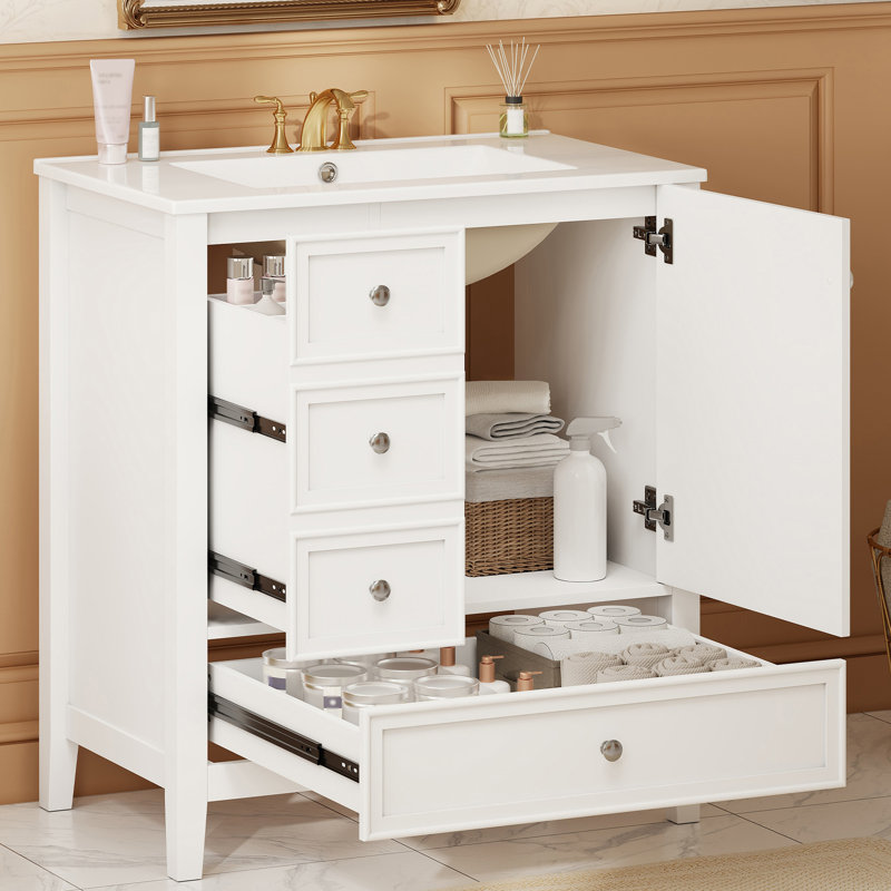 Meuble-lavabo 30 po avec lavabo en céramique, Blanc