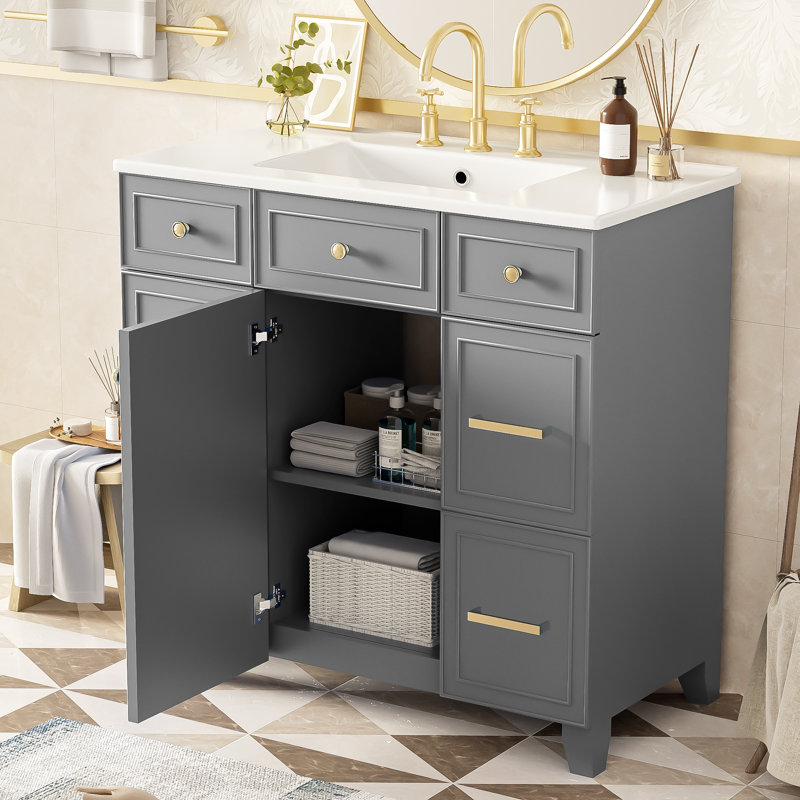 36" Single Bathroom Vanity Set, Gray
