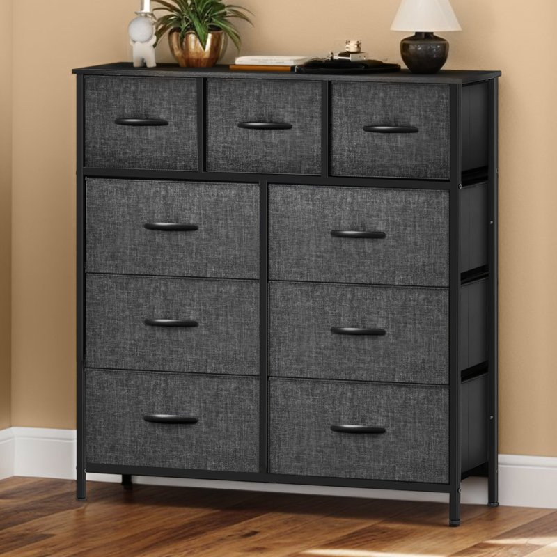 Ludwina 100cm W 9 - Drawer Chest of Drawers, Black