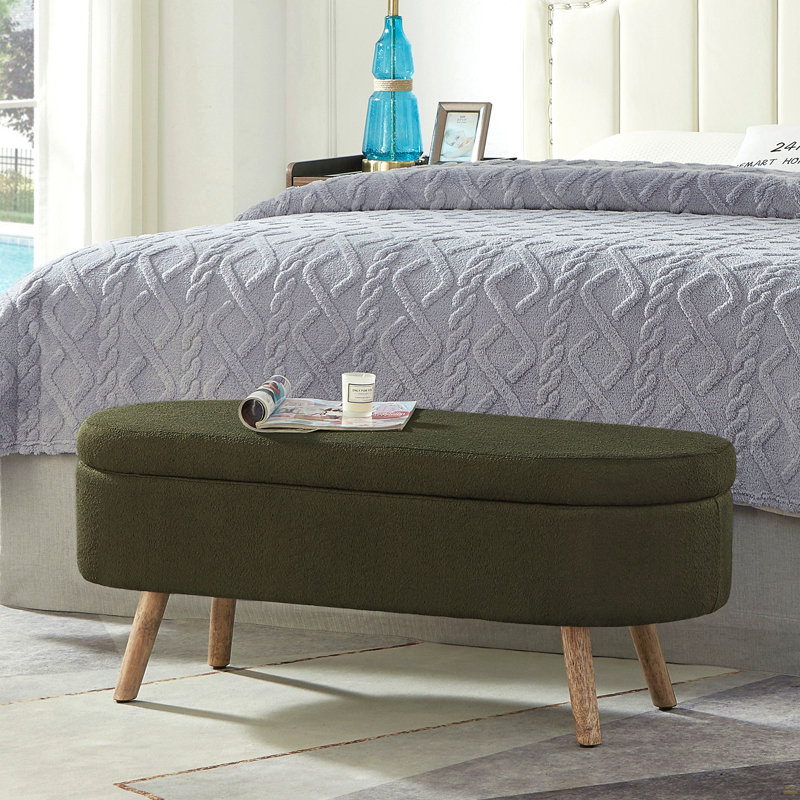 Banc de rangement avec repose-pieds ovale Luxury, Dark Green