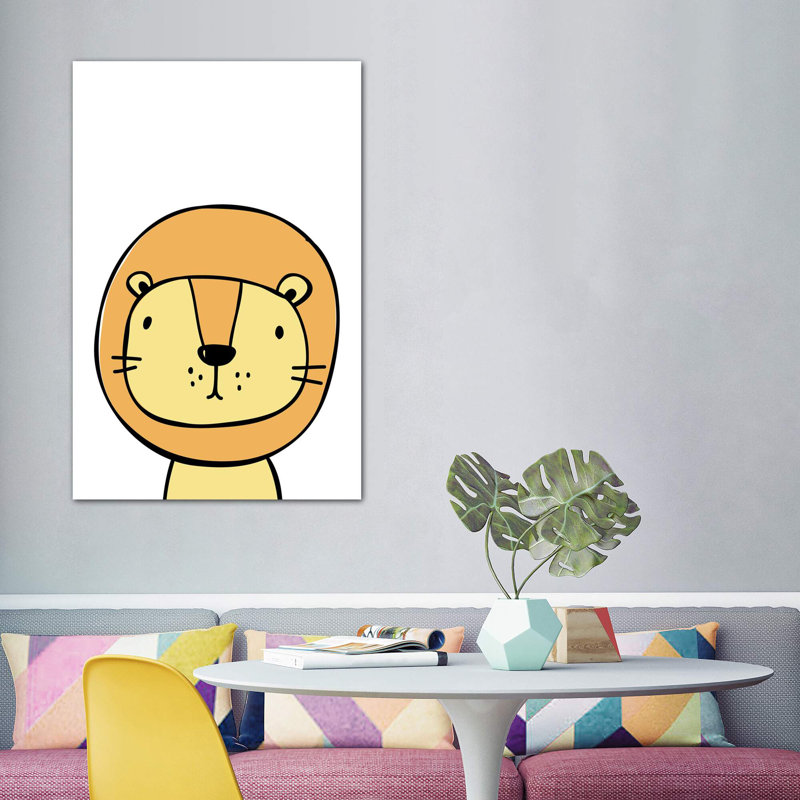 Lion - reproduction d'impression, H 60 po x l 40po x P 1,5 po, Pas de tapis, Toile tendue