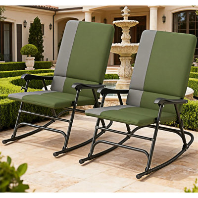 Ensemble de 2 chaises berçantes d'extérieur pliantes