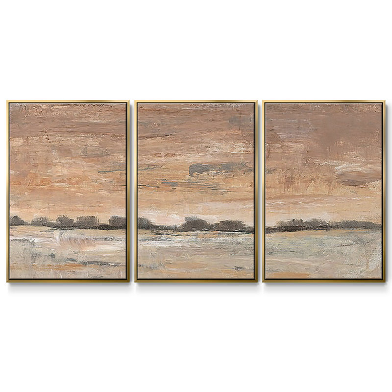 Tôt le soir, lumière I 3 pièces, Or, H 40 po x l 78 po x P 2 po