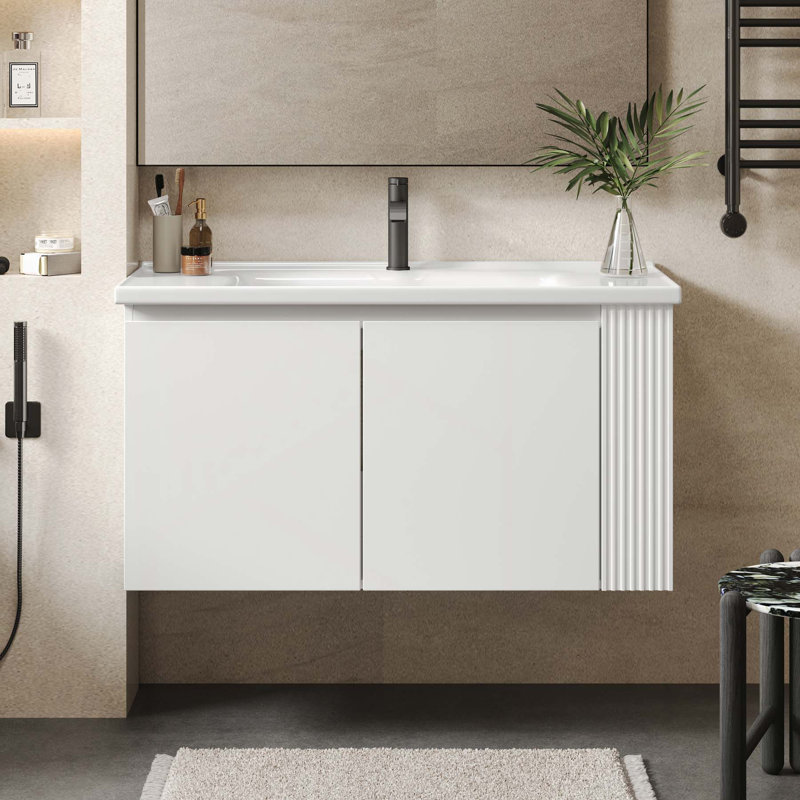 Meuble-lavabo mural polyvalent avec plusieurs caractéristiques fonctionnelles