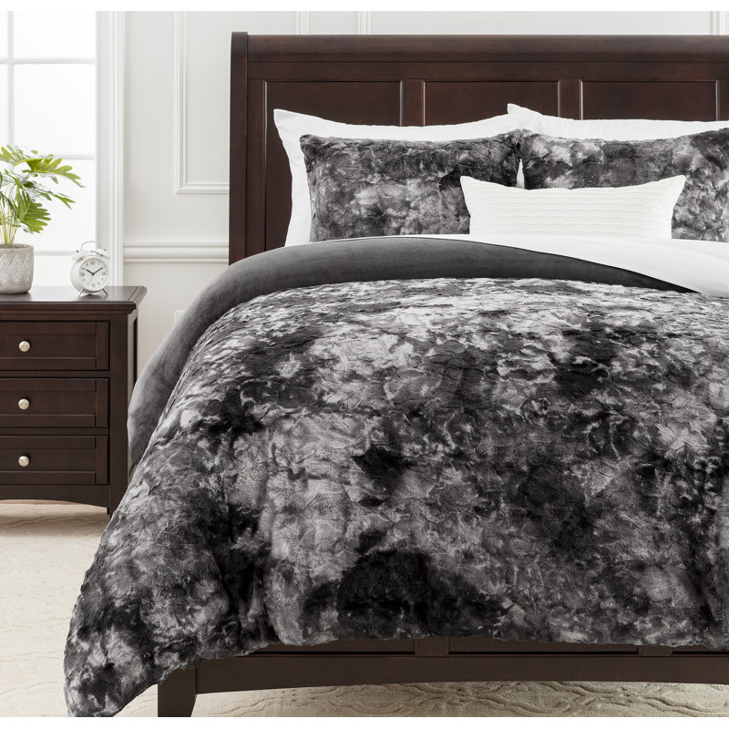 Ultra Soft Cozy Fuzzy Duvet Cover Set, Twin Duvet Cover + 1 Sham, Gray