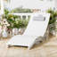 Chaise longue de patio portative pliable pour les hanches, confort au bord de la piscine anti-dérive avec appui-tête réglable et ancrages pour sacs de sable, blanc-725006585