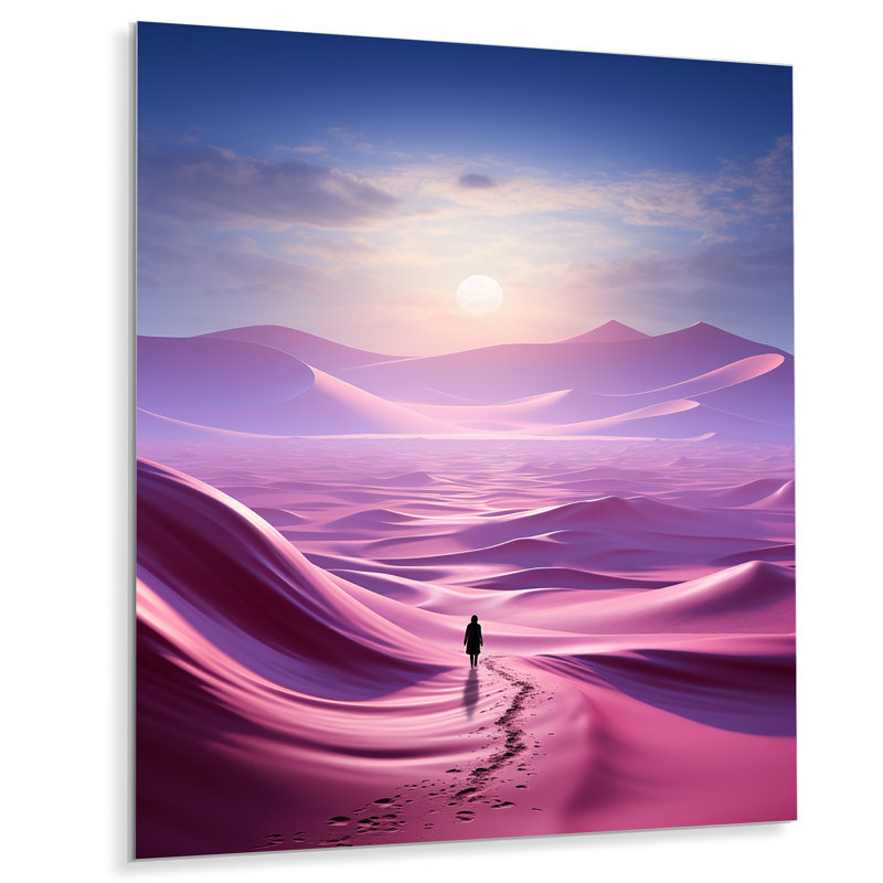 «Desert Twilight Traverse In Space I» - art mural désert en métal, H 20 po x l 12 po x P 1 po