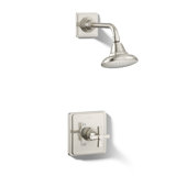 Pinstripe Pure Rite-Temp Shower Valve Trim With Cross Handle And 2.5 Gpm Showerhead