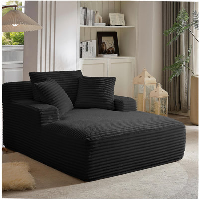 Très grande chaise longue d'intérieur, canapé rembourré en velours côtelé moderne, aucun assemblage requis, canapé-lit confortable pour le salon, le bureau