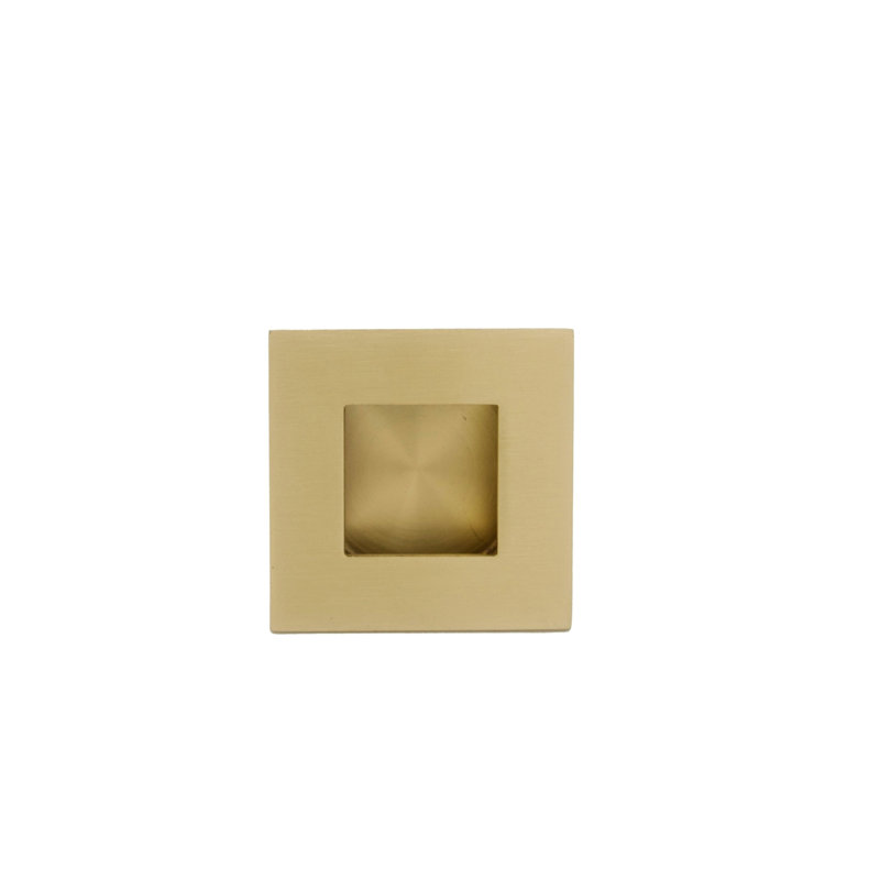 Recessed Pull Plate, Satin Brass, 1.97" H x 1.97 W x 1" D