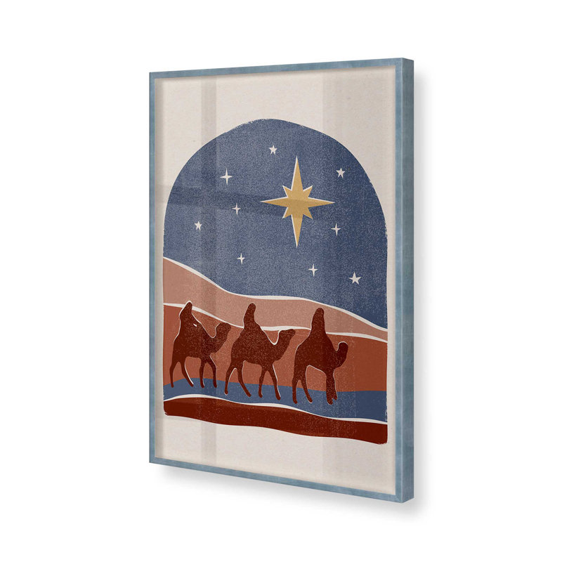 Étoile de Bethléem, crèche de Noël II, reproduction, Cadre électrique simple ciel électrique, H 21 po x l 17 po x P 1,375 po