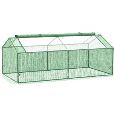 Mini serre d'extérieur avec couvercle en PE de 130 g / m² pour les tomates en croissance - taille 71 po x 36 po 28 po, fenêtres à fermeture à glissière, structure en acier, serre chaude pour plantes de fruits portatives, housse, fenêtres à deux niveaux
