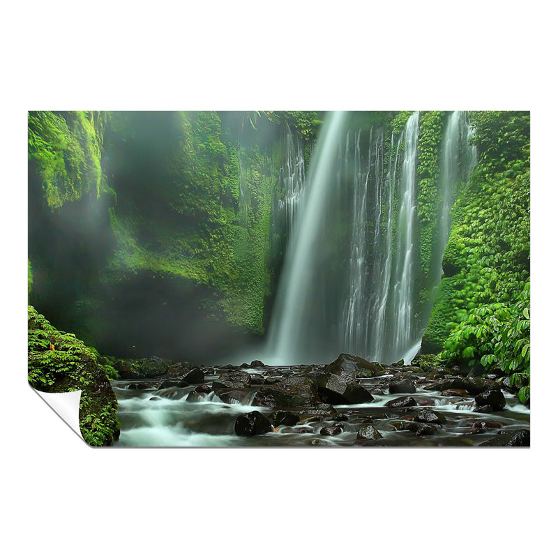 Green Moss and Water Fall 1 Piece Wall Art, 91cm H x 61cm W x 1cm D